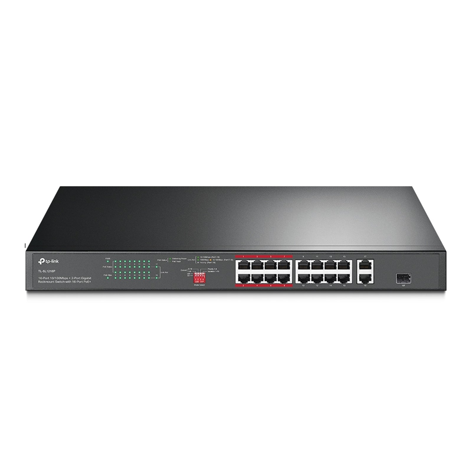 TP-Link TL-SL1218P 16-Port PoE+ Switch 150W Rackmount Metal TP-Link TL-SL1218P 16-Port PoE+ Switch 150W Rackmount Metal